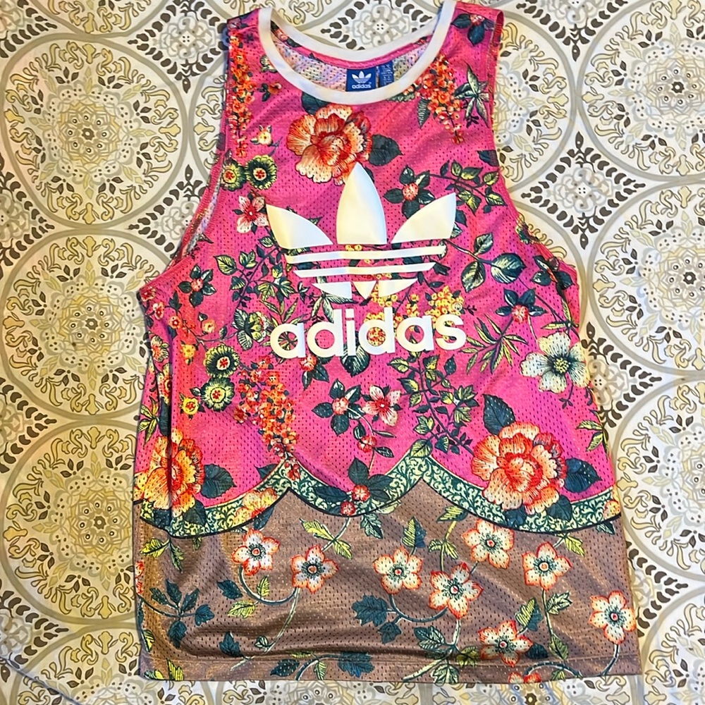 Floral Adidas tank top. Lose fit